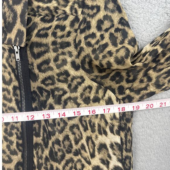 The Kooples Zip Blouse Leopard Print Silk Size M Edgy Rock Rebellion Designer - Picture 5 of 9